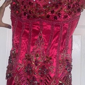 Embellished Pink Strapless Dress